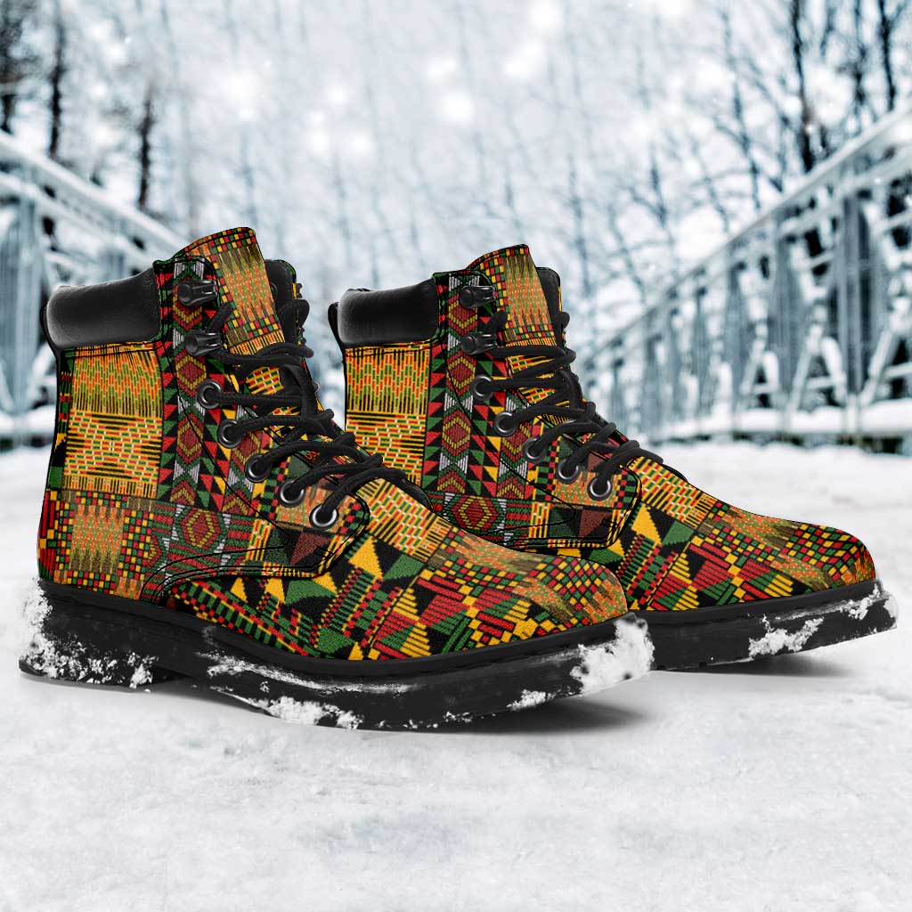 African American Quilt Kente Fusion All Season Boots Version 1