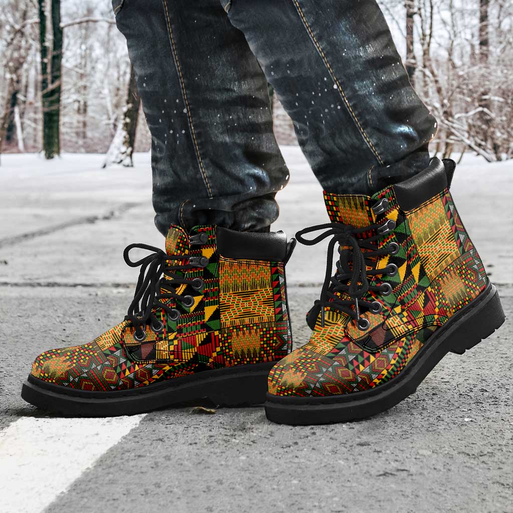African American Quilt Kente Fusion All Season Boots Version 1
