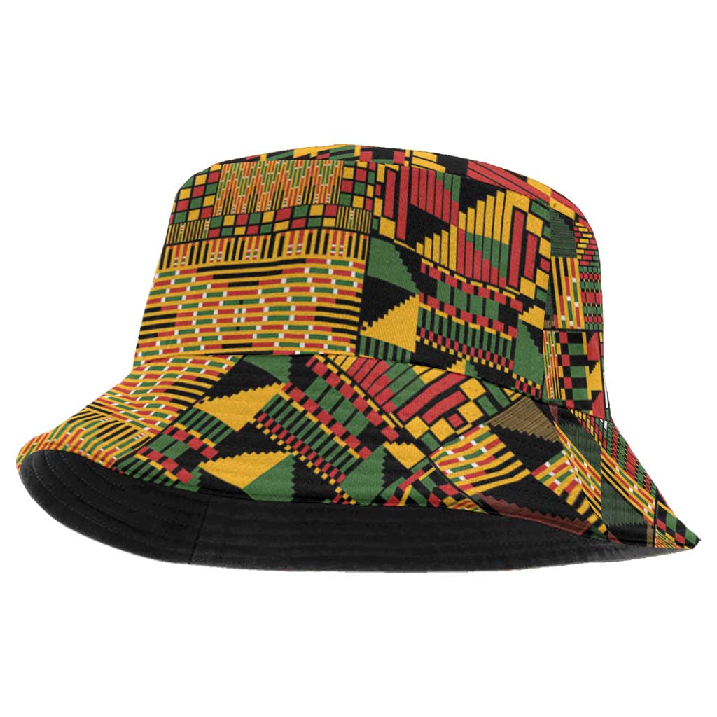 African American Quilt Kente Fusion Bucket Hat Version 1