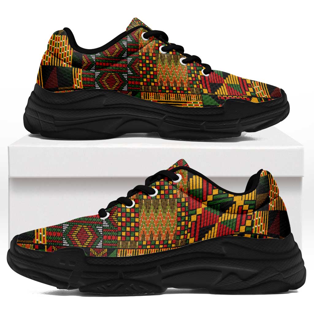 African American Quilt Kente Fusion Chunky Sneakers Version 1