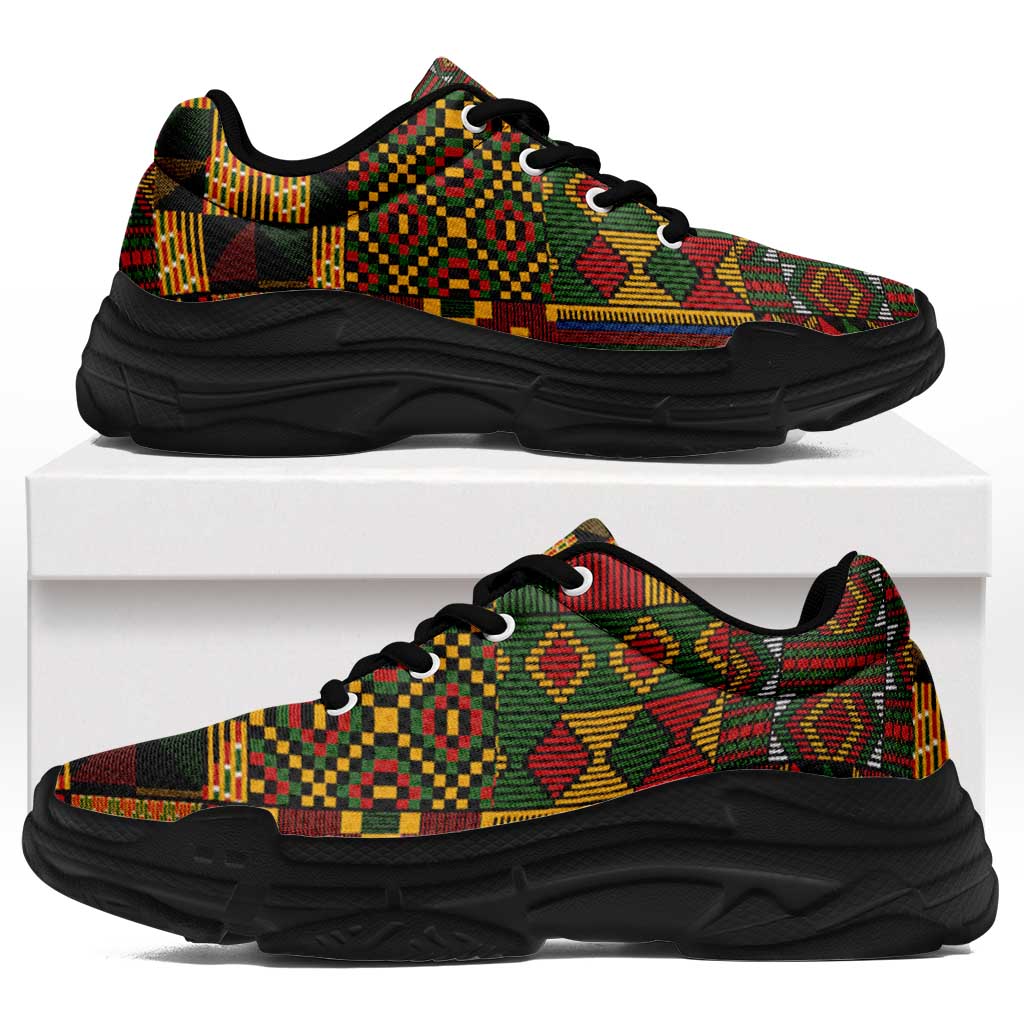 African American Quilt Kente Fusion Chunky Sneakers Version 2