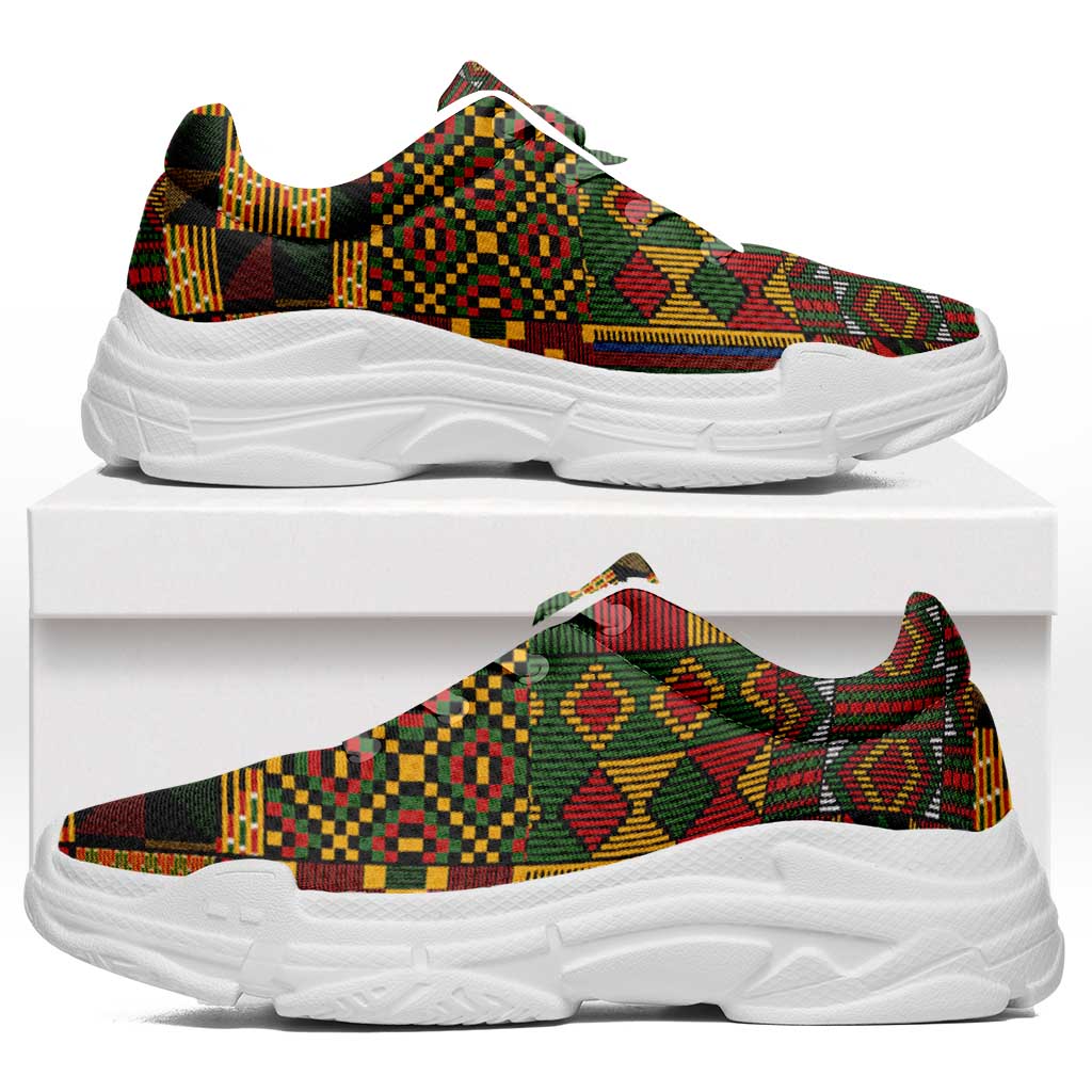 African American Quilt Kente Fusion Chunky Sneakers Version 2