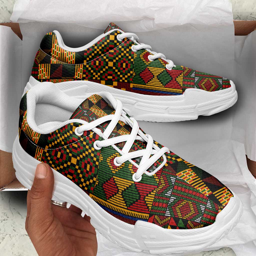 African American Quilt Kente Fusion Chunky Sneakers Version 2
