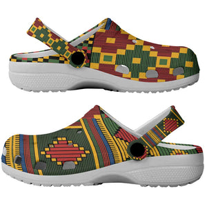 African American Quilt Kente Fusion Clogs Shoes Version 2