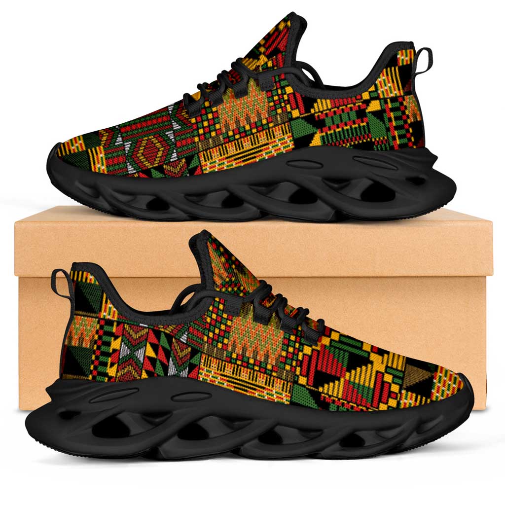 African American Quilt Kente Fusion Clunky Sneakers Version 1