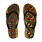 African American Quilt Kente Fusion Flip Flops Version 1