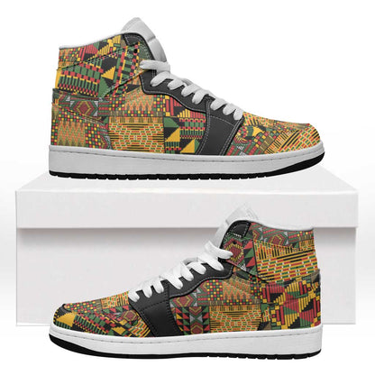 African American Quilt Kente Fusion High Sneakers AJ1 Version 1