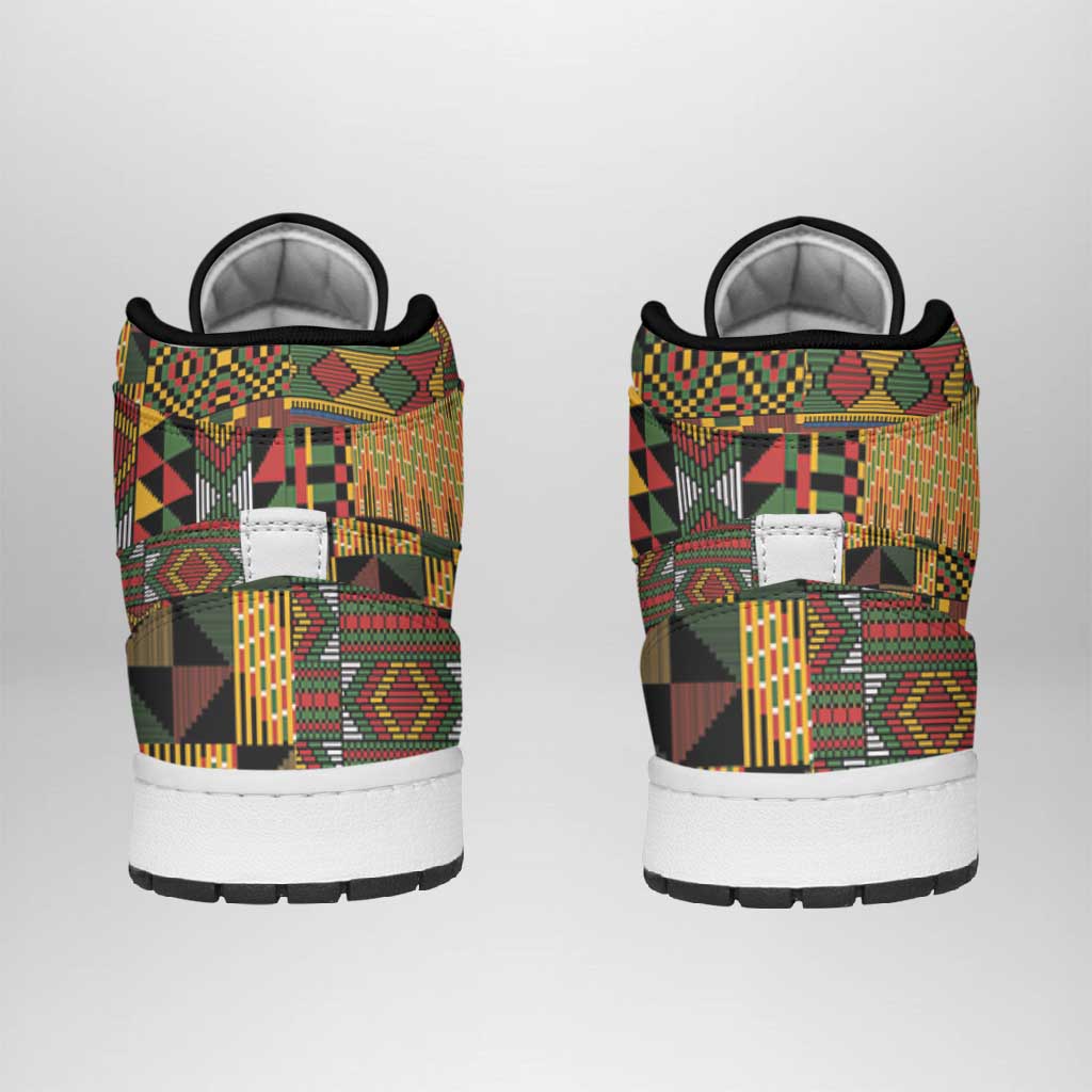 African American Quilt Kente Fusion High Sneakers AJ1 Version 2