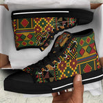 African American Quilt Kente Fusion High Top Shoes Version 2