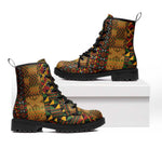 African American Quilt Kente Fusion Leather Boots Version 1