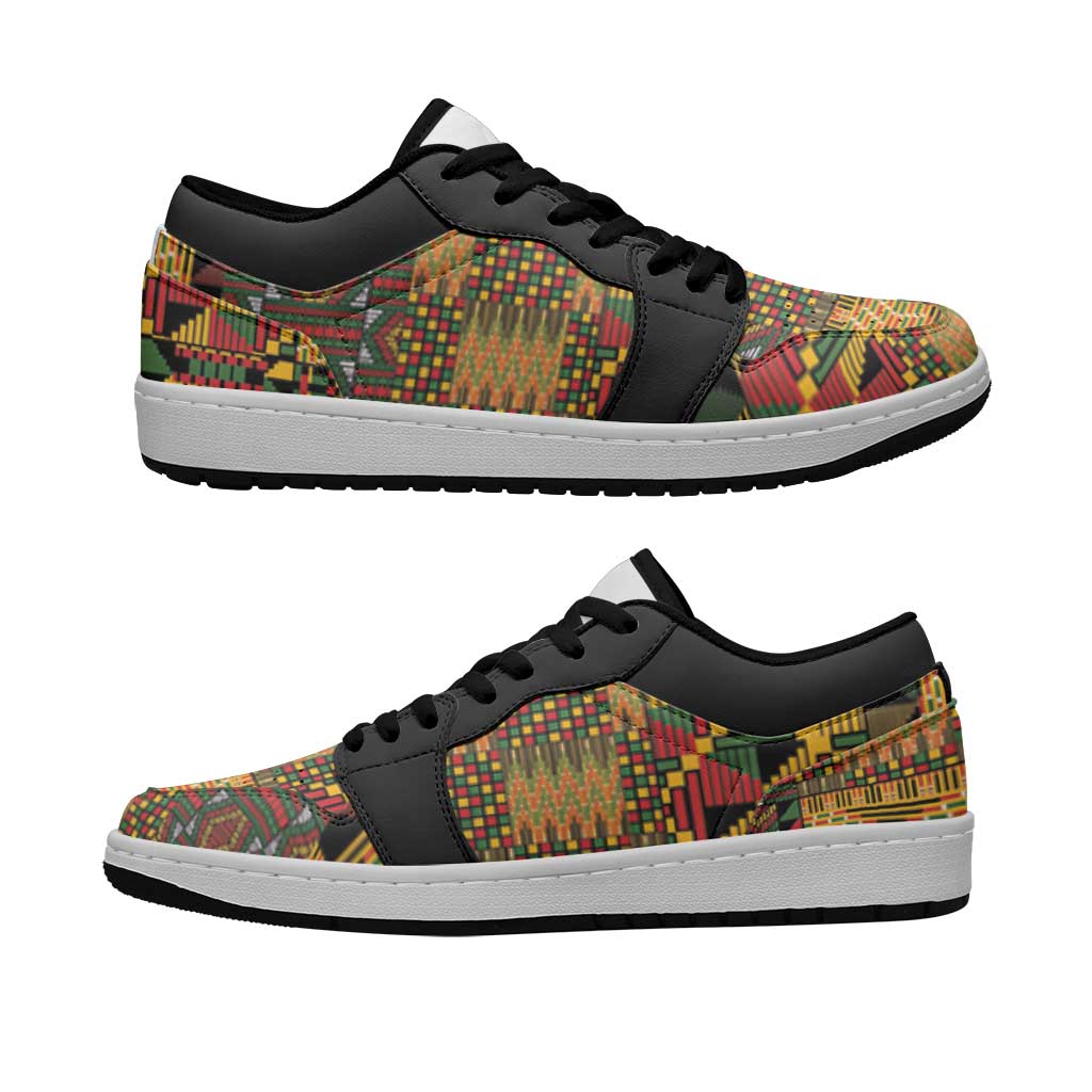 African American Quilt Kente Fusion Low Sneakers Version 1