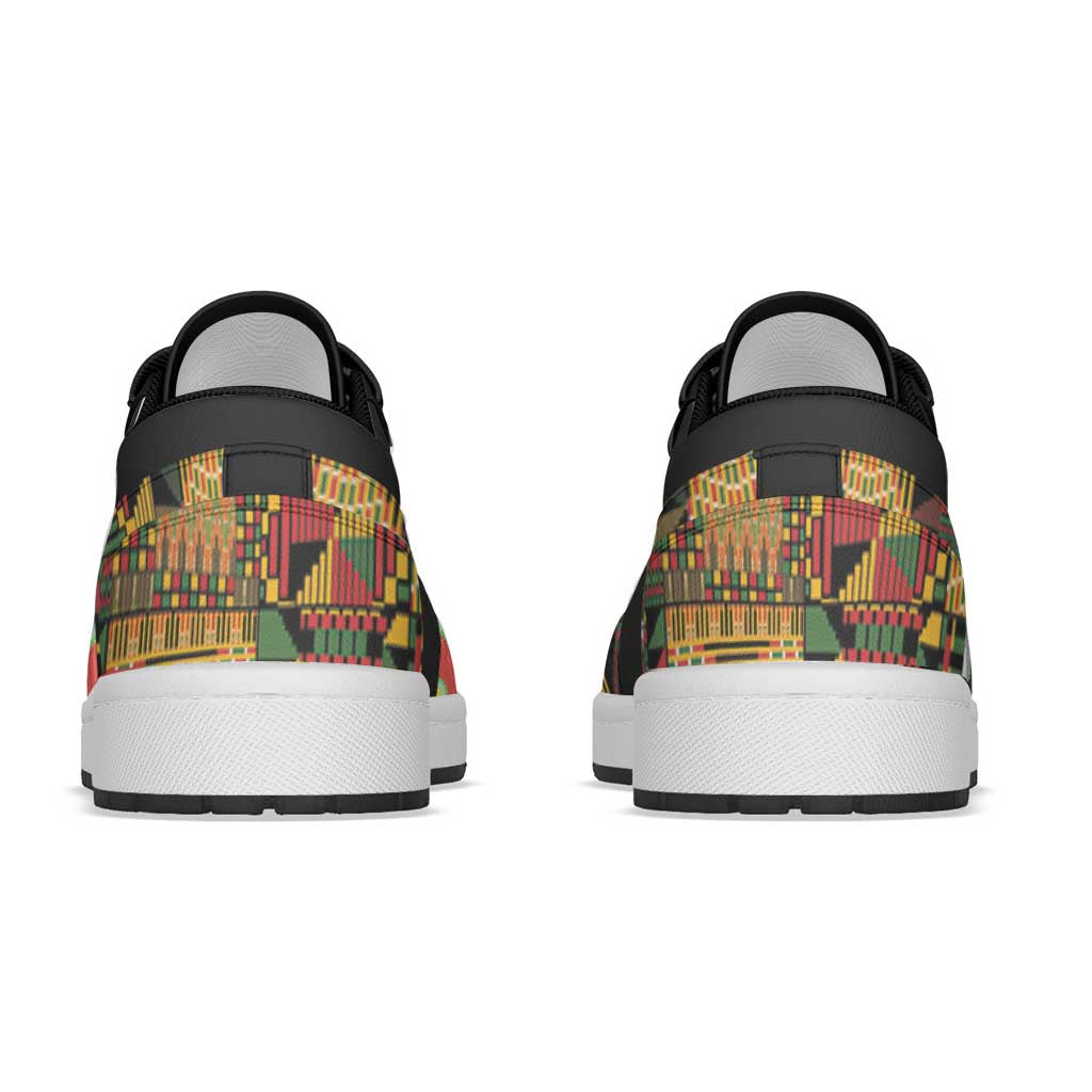 African American Quilt Kente Fusion Low Sneakers Version 1