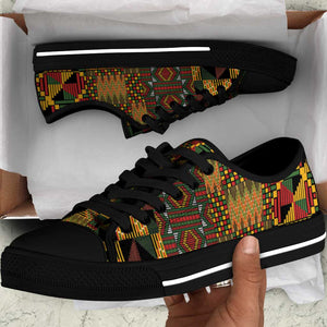 African American Quilt Kente Fusion Low Top Shoes Version 1