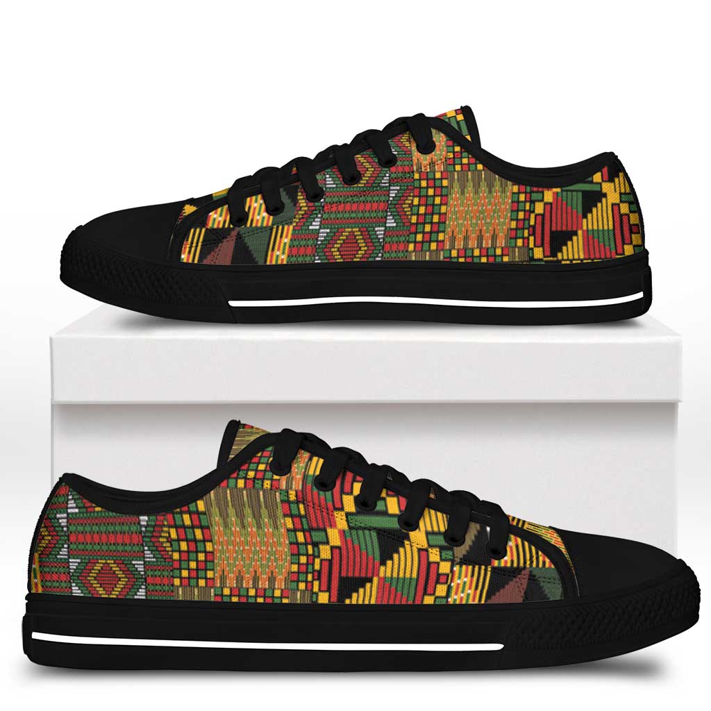 African American Quilt Kente Fusion Low Top Shoes Version 1