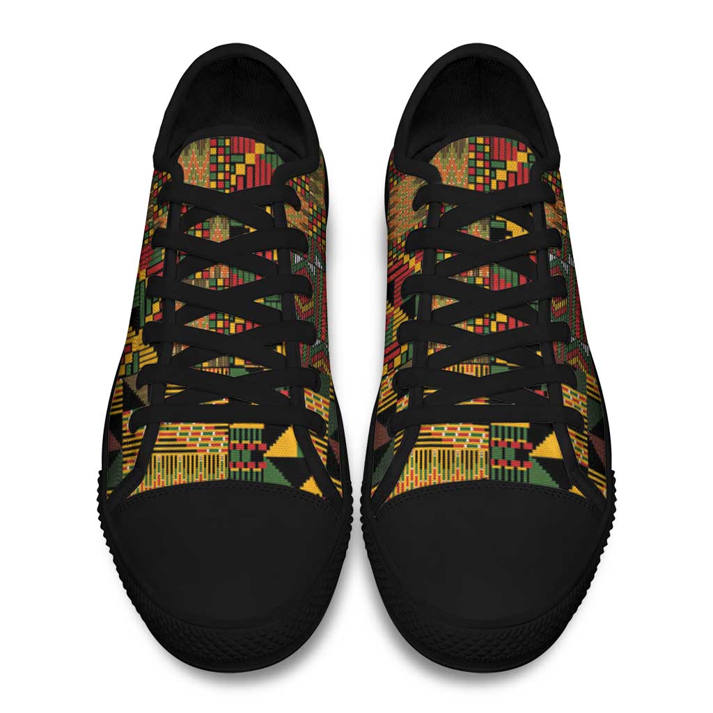 African American Quilt Kente Fusion Low Top Shoes Version 1