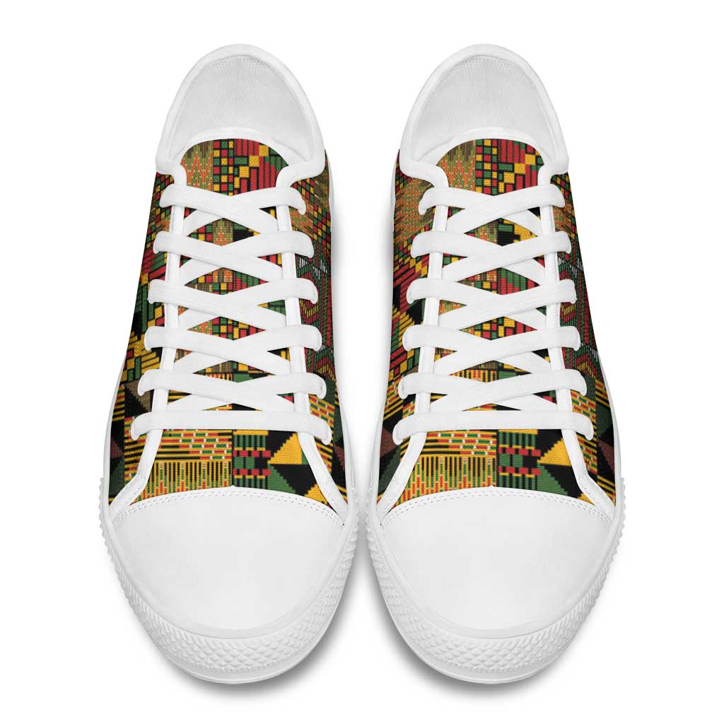 African American Quilt Kente Fusion Low Top Shoes Version 1