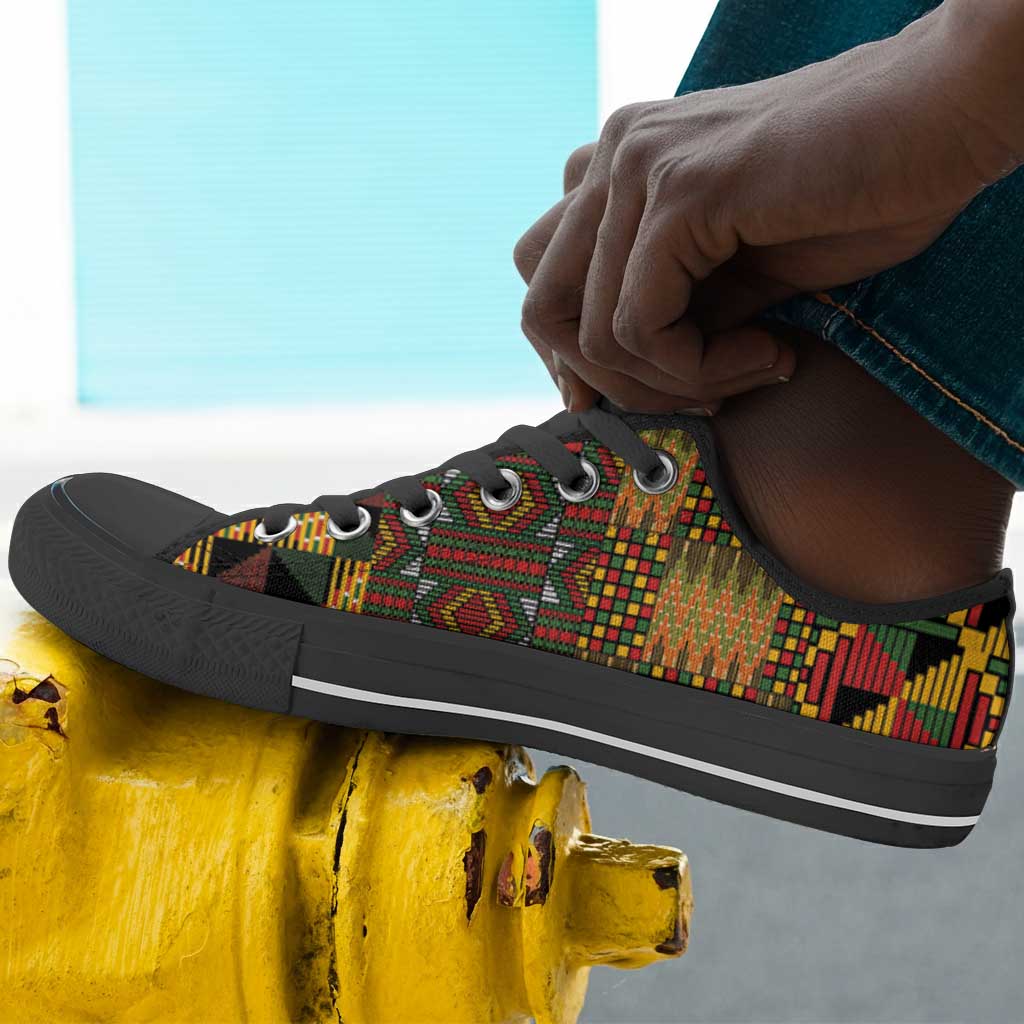 African American Quilt Kente Fusion Low Top Shoes Version 1