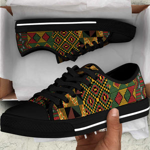 African American Quilt Kente Fusion Low Top Shoes Version 2