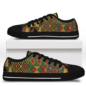 African American Quilt Kente Fusion Low Top Shoes Version 2