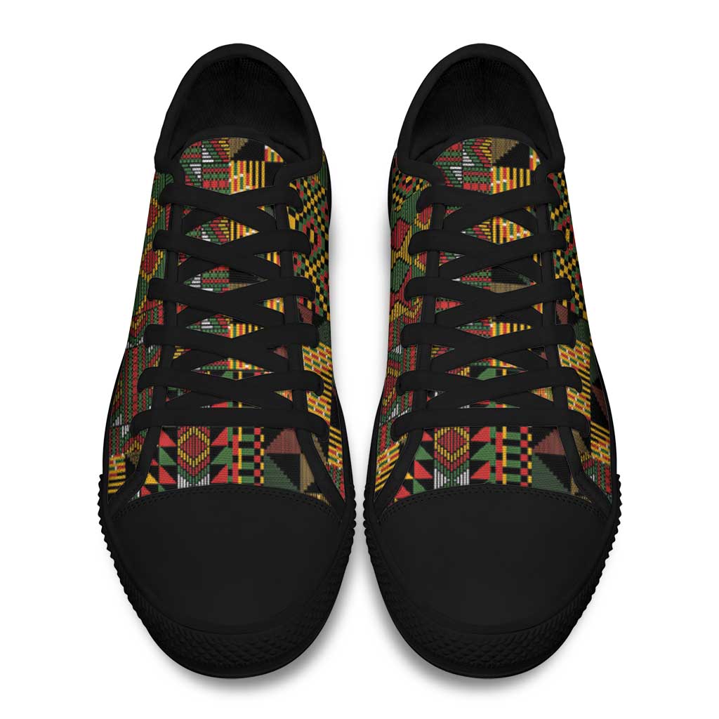 African American Quilt Kente Fusion Low Top Shoes Version 2