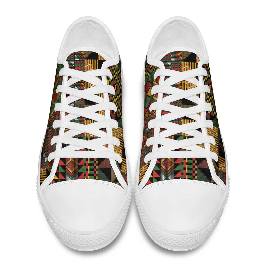 African American Quilt Kente Fusion Low Top Shoes Version 2