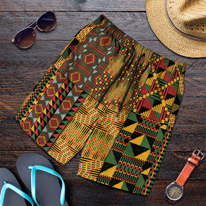 African American Quilt Kente Fusion Shorts for Men Version 1