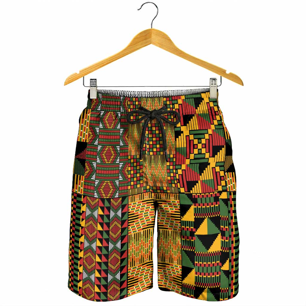 African American Quilt Kente Fusion Shorts for Men Version 1