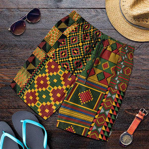 African American Quilt Kente Fusion Shorts for Men Version 2