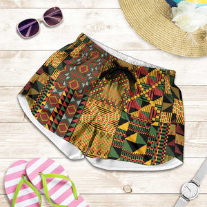 African American Quilt Kente Fusion Shorts for Women Version 1