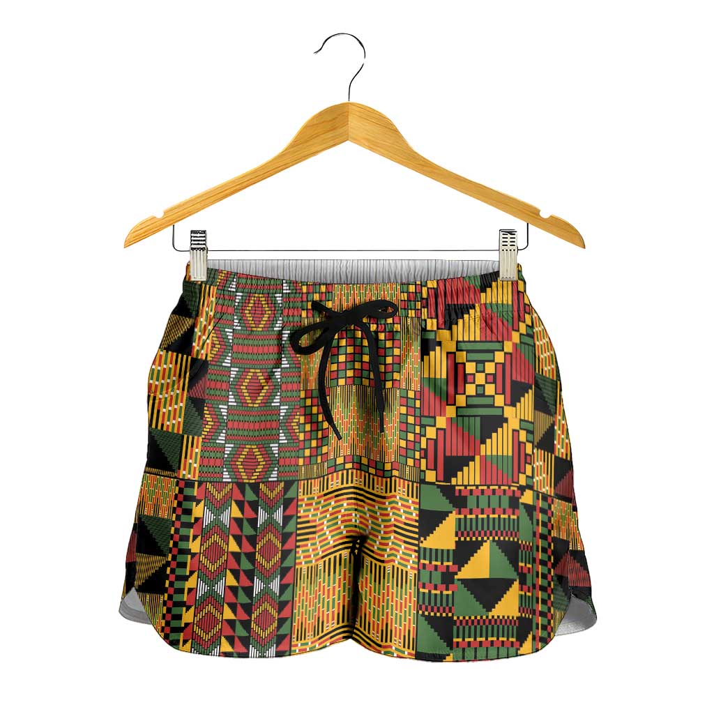 African American Quilt Kente Fusion Shorts for Women Version 1