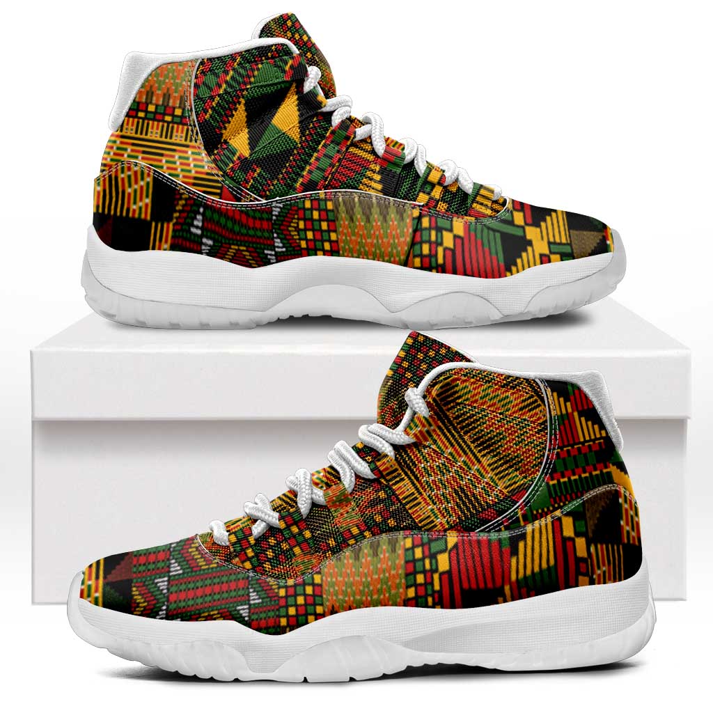 African American Quilt Kente Fusion Sneakers J11 Version 1