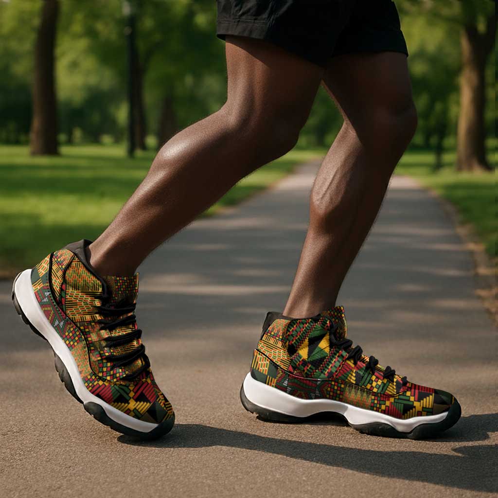African American Quilt Kente Fusion Sneakers J11 Version 1
