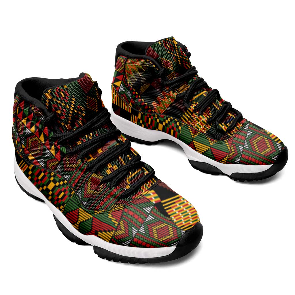 African American Quilt Kente Fusion Sneakers J11 Version 2