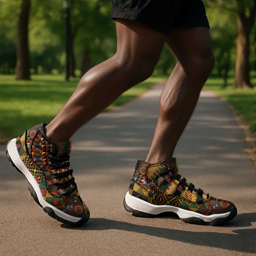 African American Quilt Kente Fusion Sneakers J11 Version 2