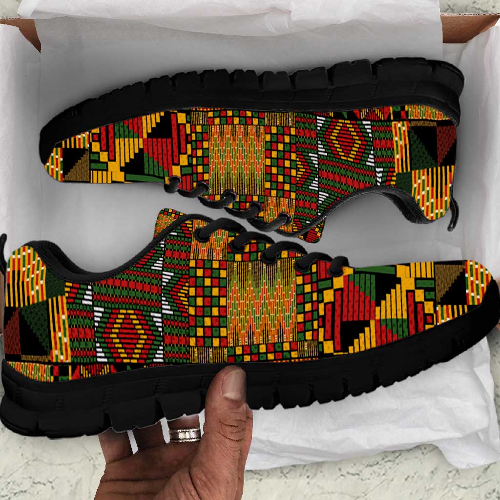 African American Quilt Kente Fusion Sneakers Version 1