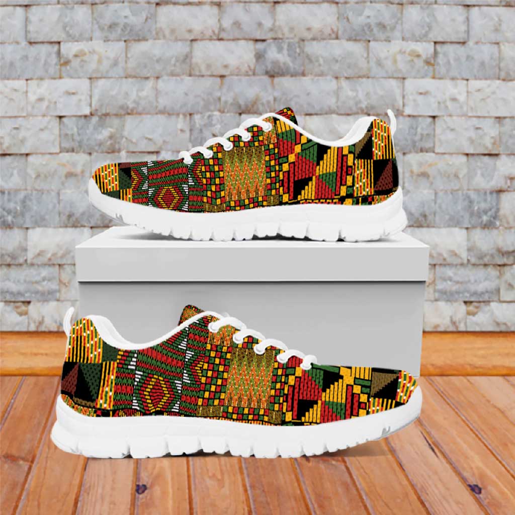 African American Quilt Kente Fusion Sneakers Version 1