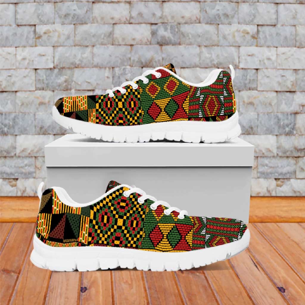 African American Quilt Kente Fusion Sneakers Version 2