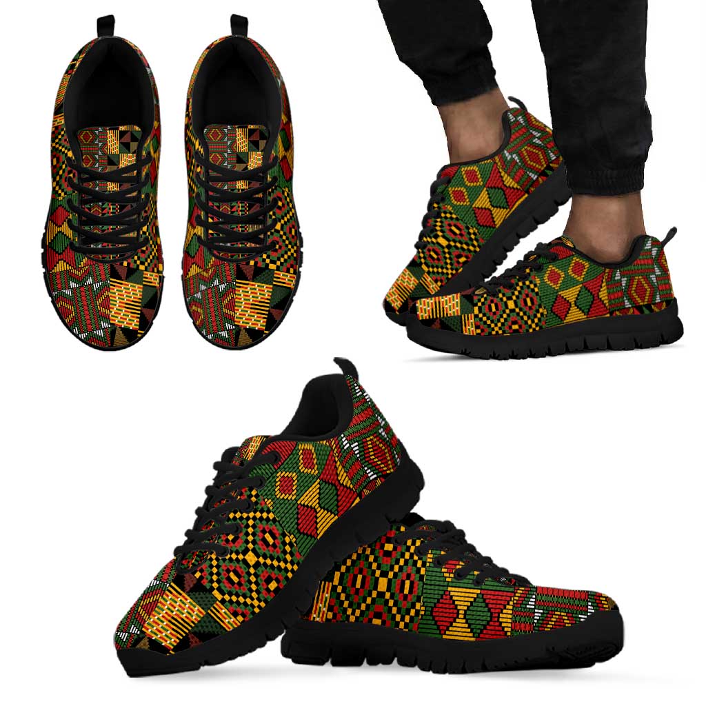 African American Quilt Kente Fusion Sneakers Version 2