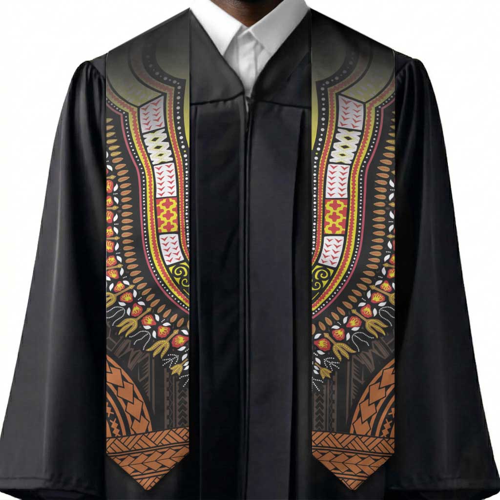 African Dashiki and Polynesian Pattern Graduation Stole Gold