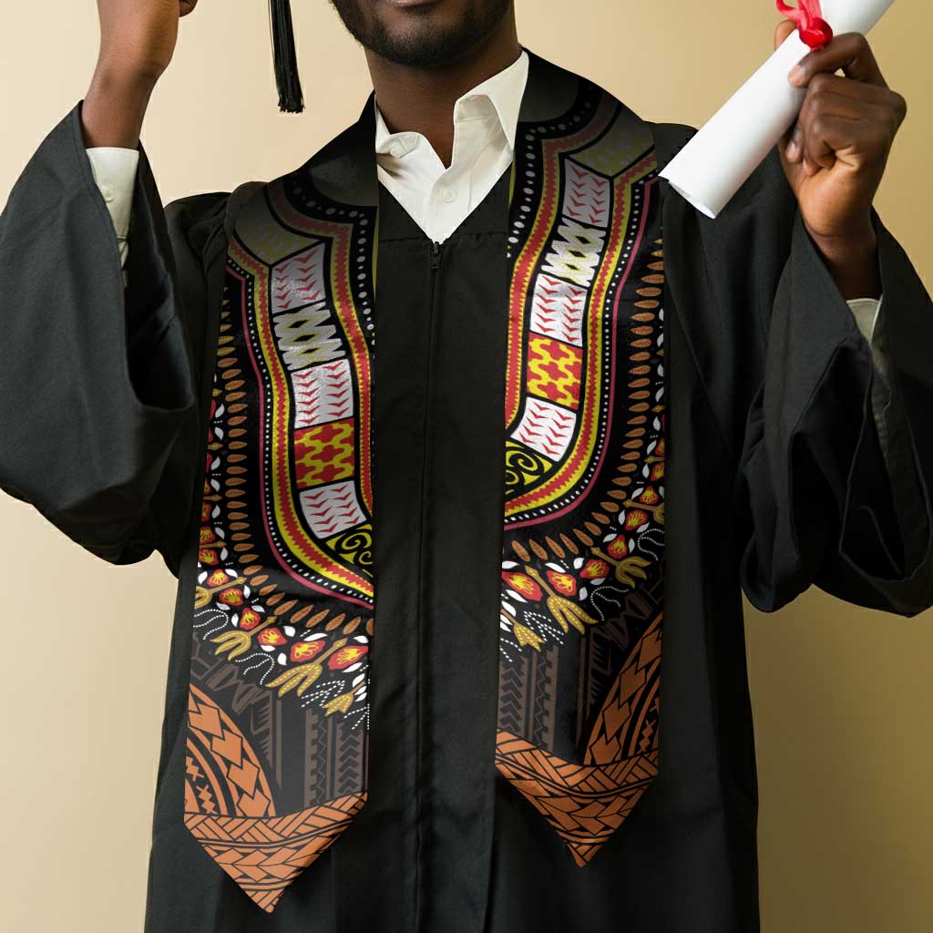 African Dashiki and Polynesian Pattern Graduation Stole Gold