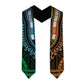 African Dashiki and Polynesian Pattern Graduation Stole Half Green-Gold