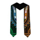 African Dashiki and Polynesian Pattern Graduation Stole Half Green-Gold