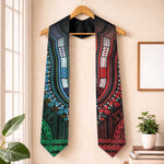 African Dashiki and Polynesian Pattern Graduation Stole Half Green-Red