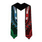 African Dashiki and Polynesian Pattern Graduation Stole Half Green-Red