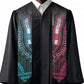 African Dashiki and Polynesian Pattern Graduation Stole Half Teal-Pink