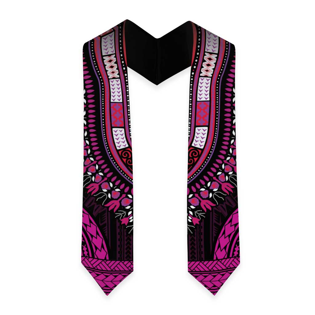 African Dashiki and Polynesian Pattern Graduation Stole Pink