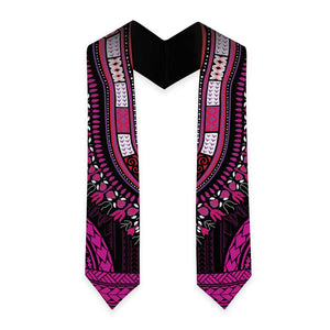 African Dashiki and Polynesian Pattern Graduation Stole Pink
