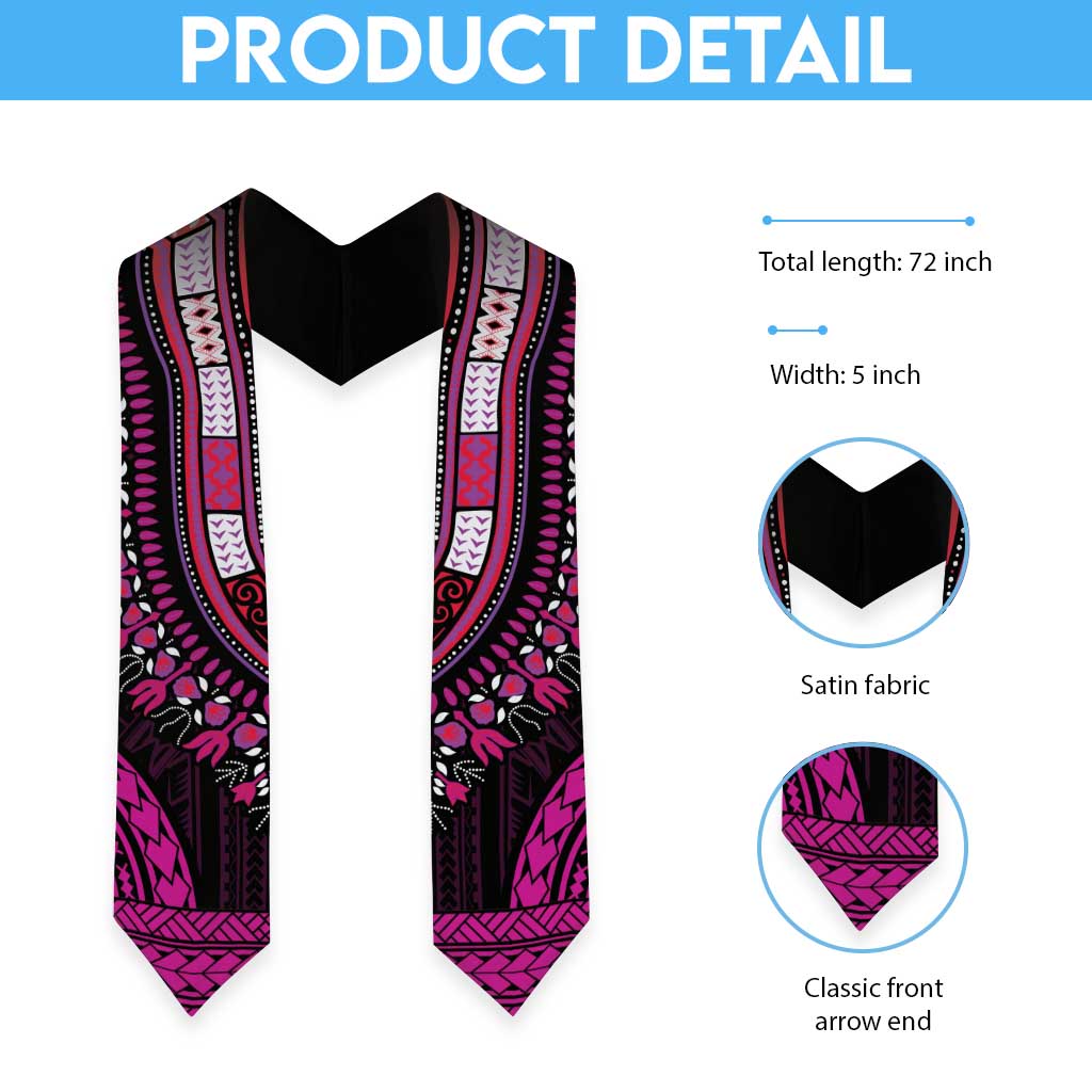 African Dashiki and Polynesian Pattern Graduation Stole Pink