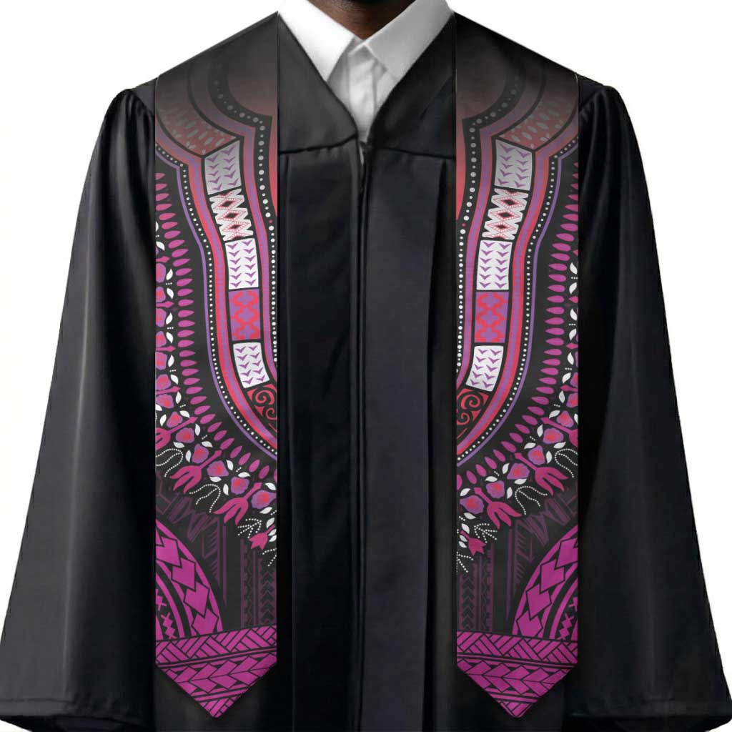 African Dashiki and Polynesian Pattern Graduation Stole Pink