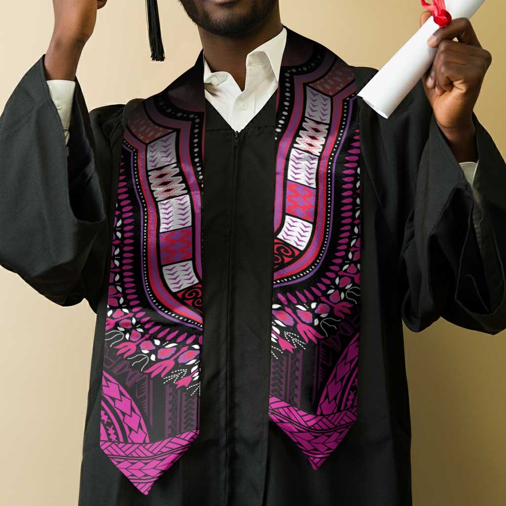 African Dashiki and Polynesian Pattern Graduation Stole Pink